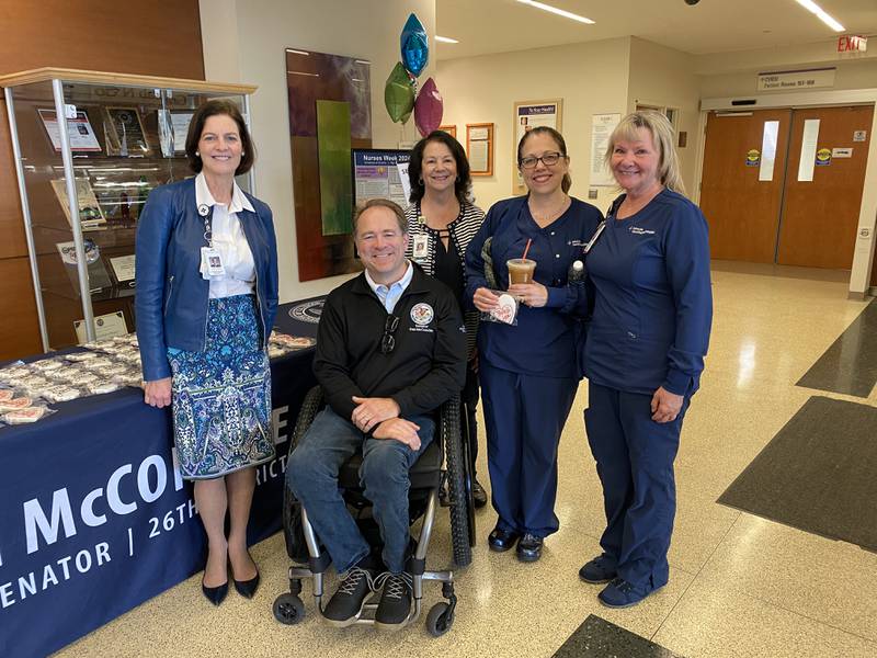 State Sen. Dan McConchie joined hospital and nursing leaders at Advocate Good Shepherd Hospital to hand out treats and show his appreciation during National Nurses Week.