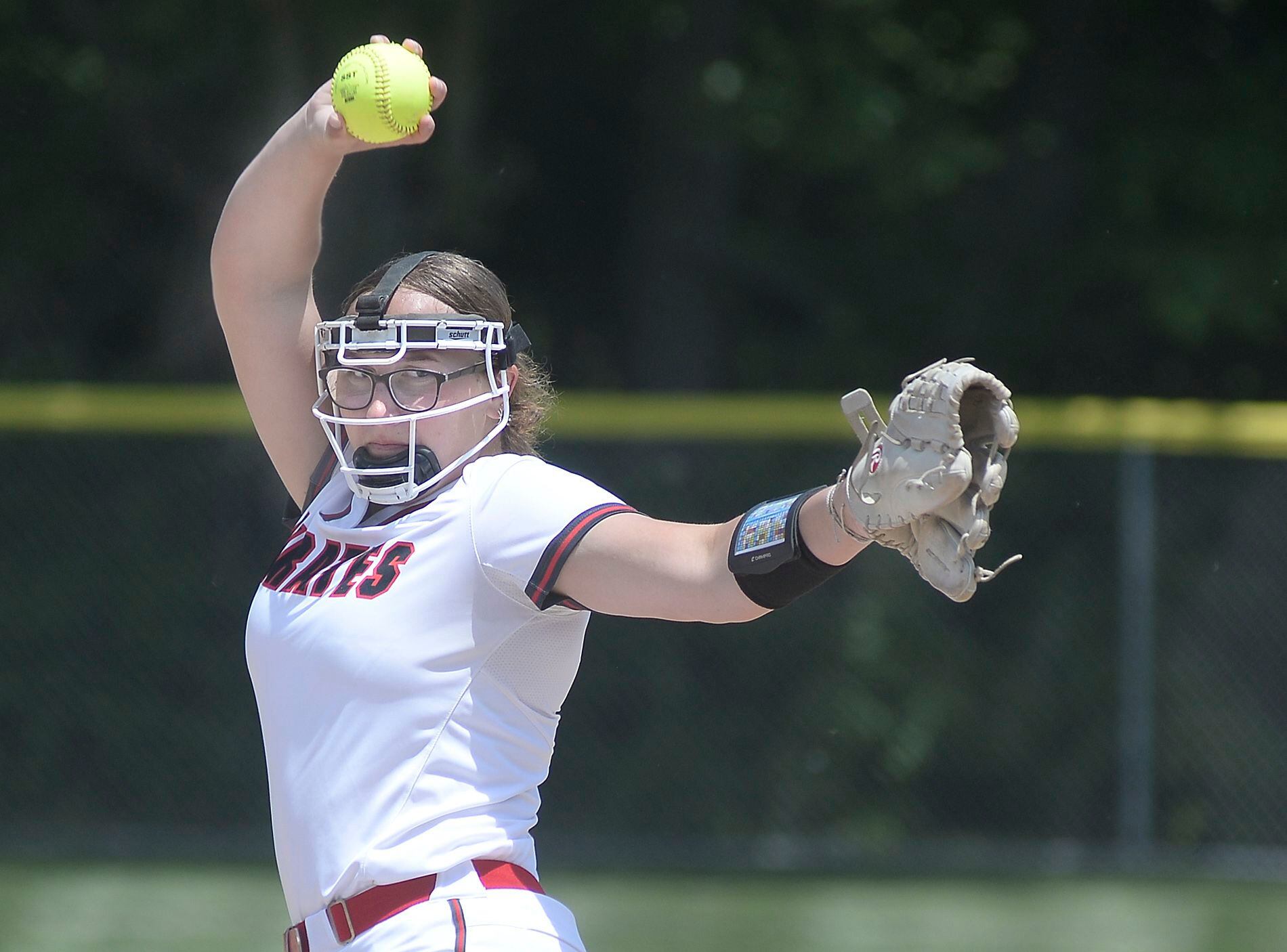 Ottawa senior McKenzie Oslanzi winds up for pitch against Morris during the Class 3A regional title game last week in Ottawa.