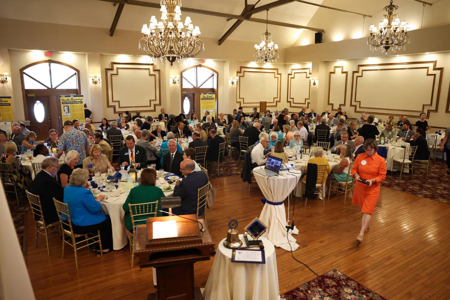 A news clipping from the Herald-News from 1949 sits on display at a luncheon to celebrate the 110th anniversary of the Rotary Club at Jacob Henry Mansion on Tuesday, Aug. 1 in Joliet.