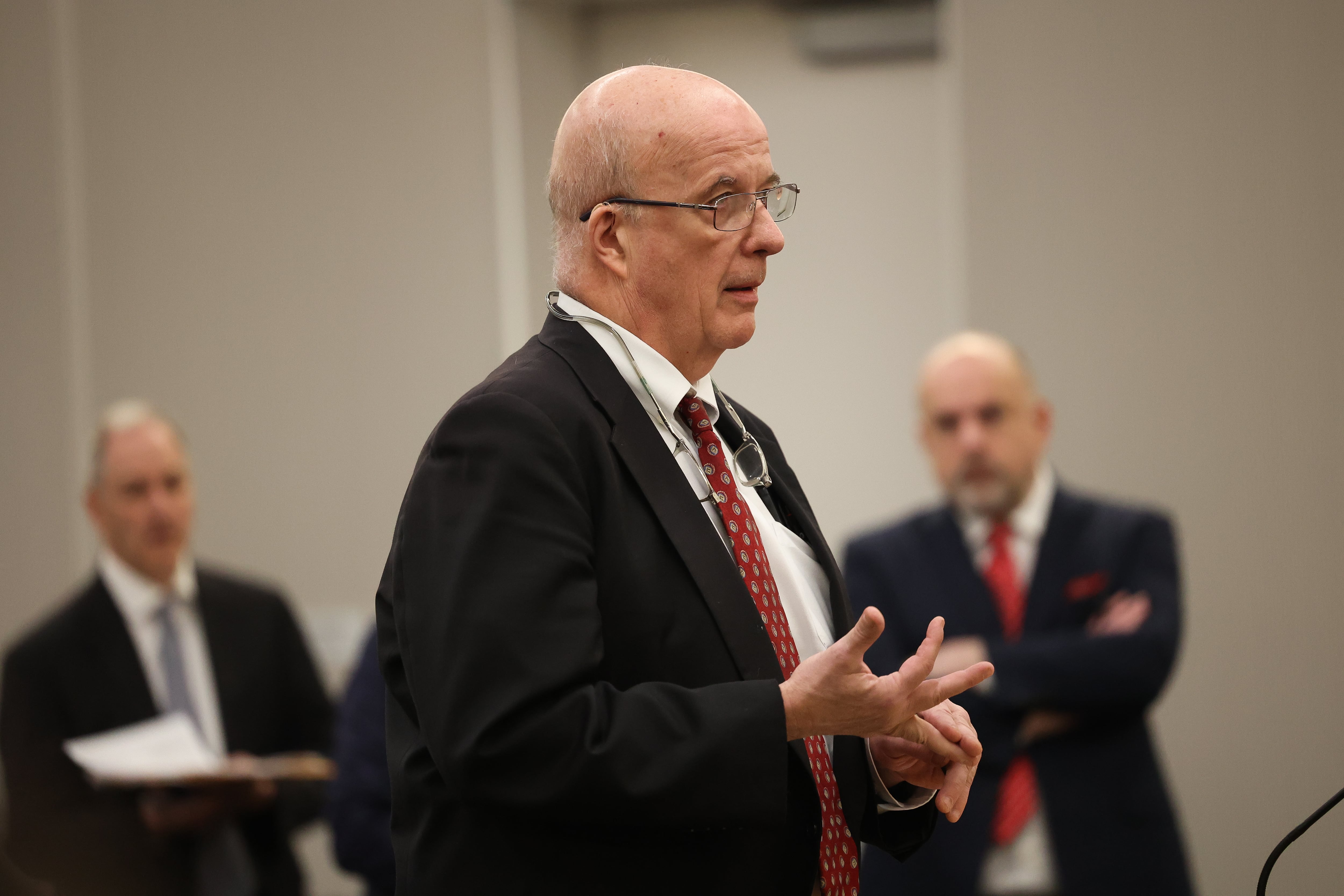 Special Prosecutor Bill Elward speaks on Wednesday, March 6, at the Will County Courthouse in Joliet. Elward was appointed to handle the indirect contempt of court case against Joel Brodsky, a former attorney for convicted killer Drew Peterson.