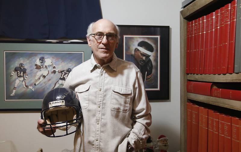 Hub Arkush in his home in Tower Lakes on Wednesday, Dec. 14, 2022. Arkush who is Shaw Local's senior Bears analyst, suffered a heart attack on Aug. 15 while covering training camp. He spent more than two months at Northwestern Memorial Hospital in Chicago.