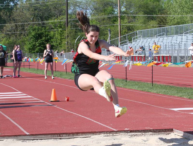L-P's Drew Depenbrock competes in the triple jump during the Interstate 8 conference track meet on Friday, May 3, 2024 at the L-P Athletic Complex in La Salle.