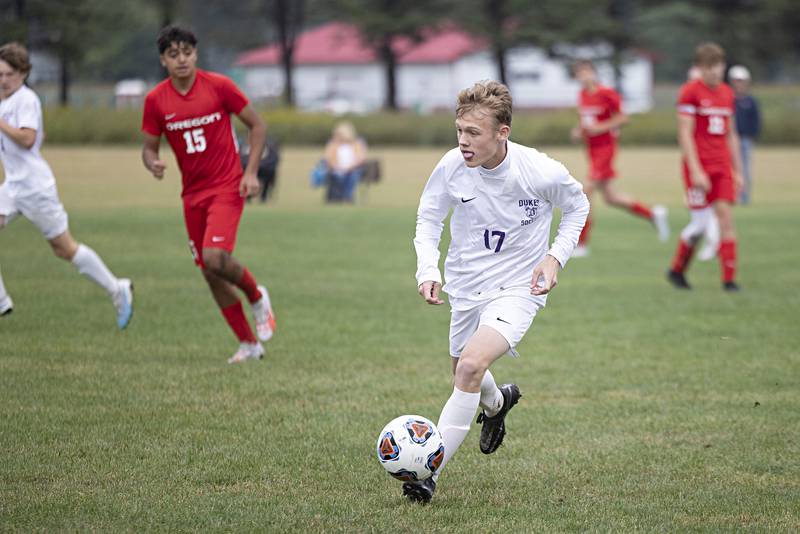 Dixon’s Hayden Yingling handles the ball in Oregon Monday, Sept. 11, 2023.