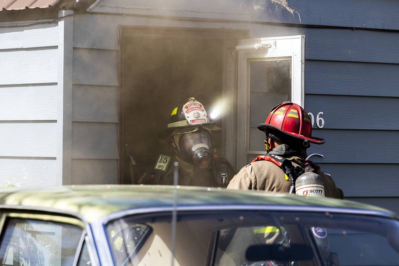 The fire started on the west side of the duplex at 204 East 11th in Rock Falls and spread to the adjoining structure Wednesday, May 1, 2024.