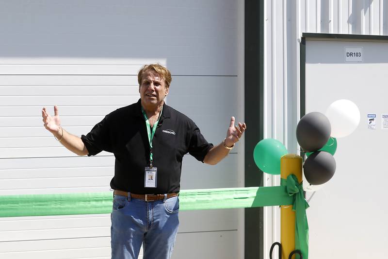 Oregonix Farms CEO David Schwimmer  speaks as Oregonix Farms opens their new craft grow facility in Huntley on Friday, July 14, 2023, during the grand opening guests were able to tour the facility.