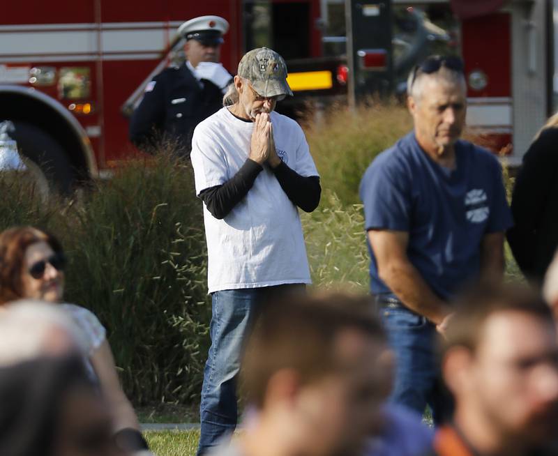 Retired Chicago firefighter Tim Sobus of Johnsburg attends a 9/11 remembrance ceremony on Sept. 11, 2024, at Veteran's Memorial Park in McHenry.