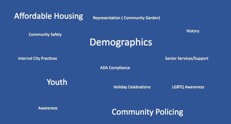 Themes that emerged from listening sessions hosted by the Geneva Diversity, Equity and Inclusion Task Force in a report to the City Council. The task force is continuing to gather information.