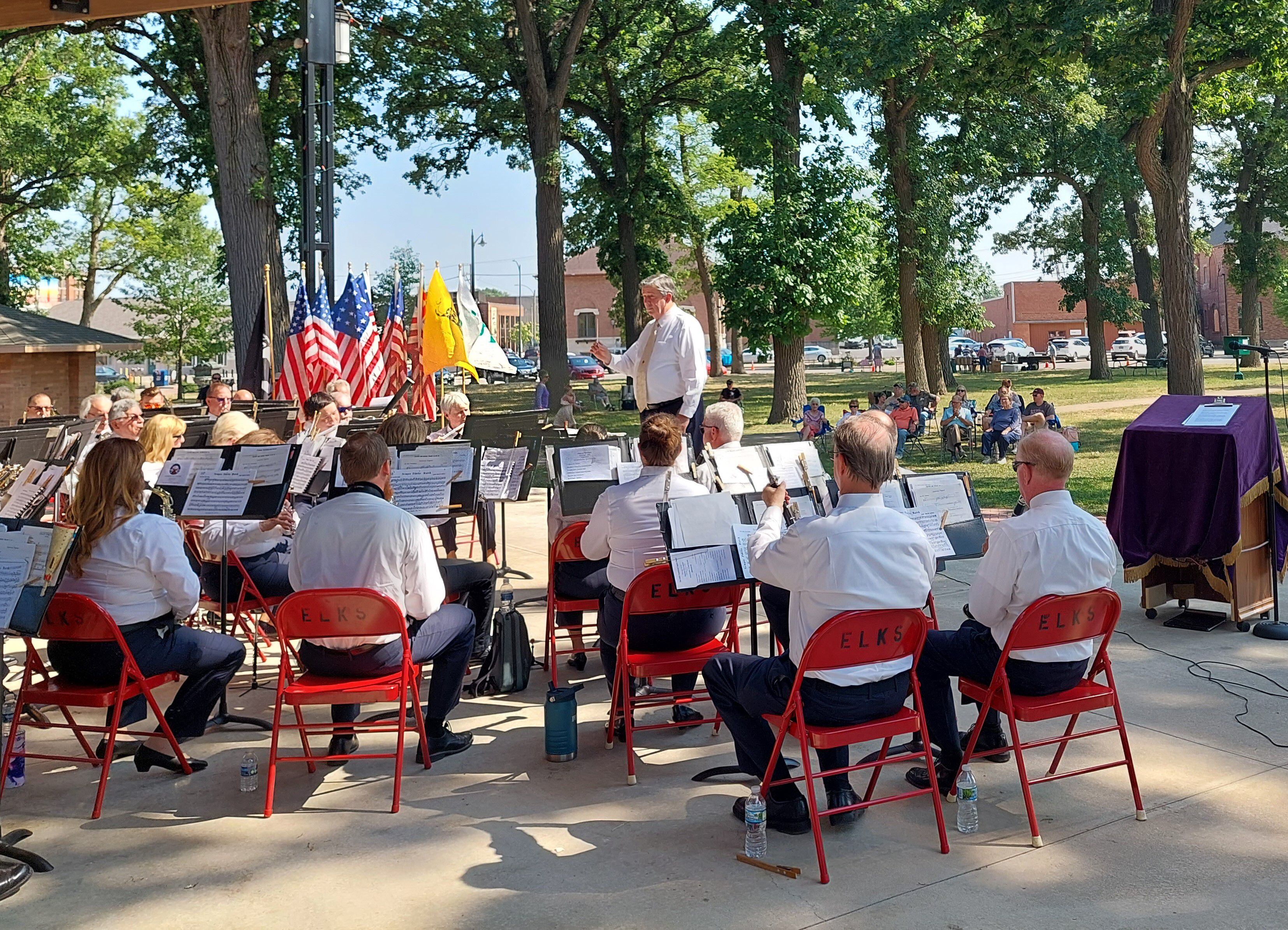 The Joliet American Legion Band perform a patriotic concert Saturday, June 10, 2023, during the Elks Club's Flag Day ceremony at City Park in Streator.