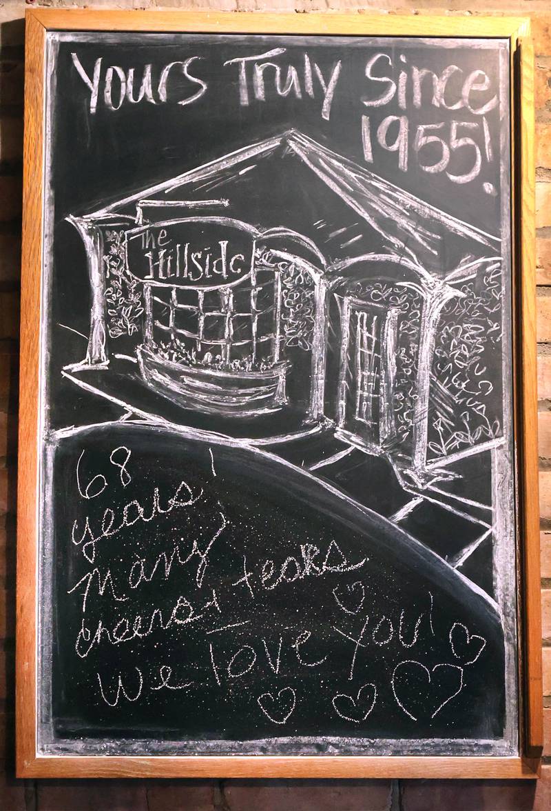 A sign at the entrance to The Hillside Restaurant in DeKalb thanks customers for their patronage over the last 68 years.