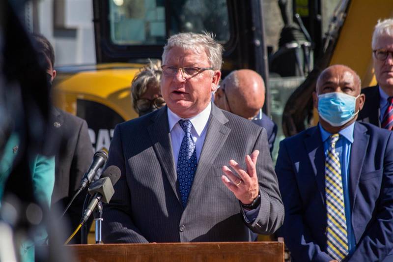 AFL-CIO President Tim Drea is pictured at a Springfield news conference in October 2021. Drea’s AFL-CIO labor organization is backing a bill that would protect employees who abstain from political or religious work meetings from retaliation by their employer.