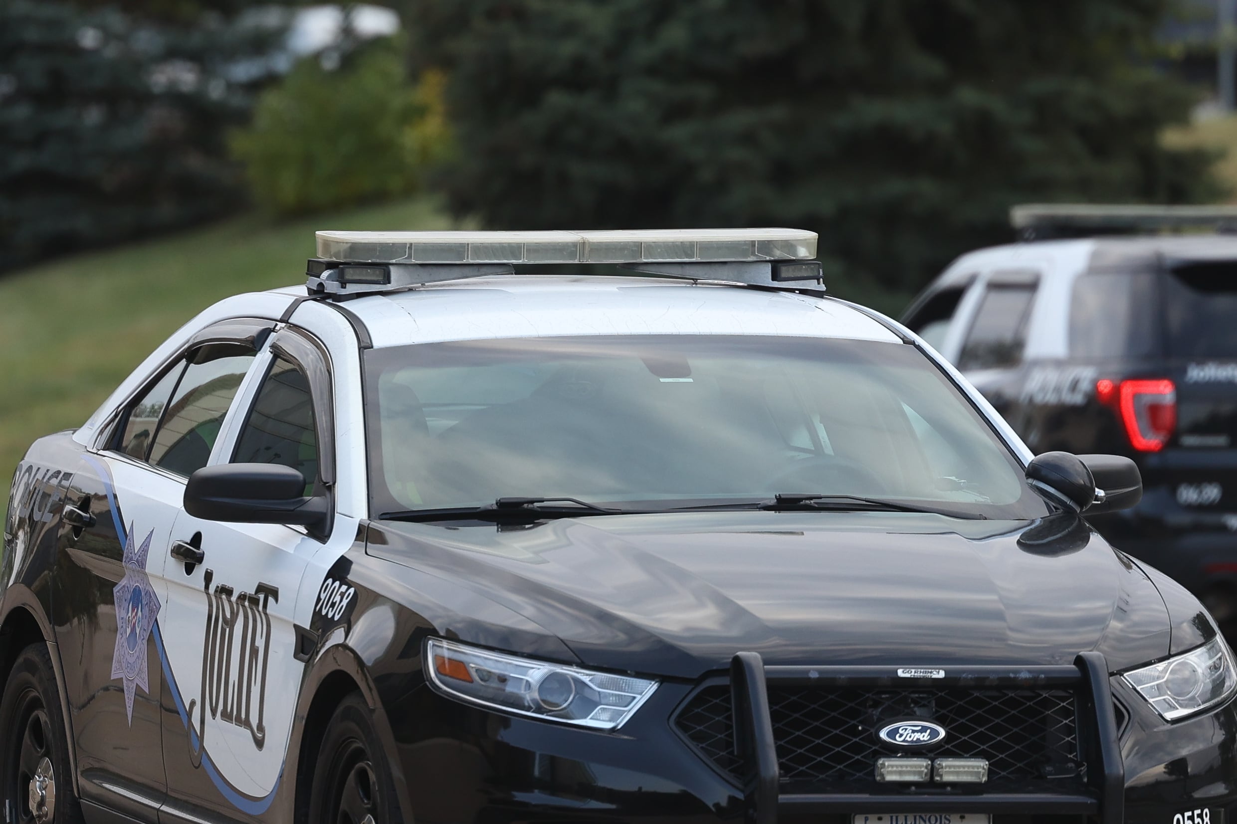 A Joliet squad car sits on the street in downtown Joliet.