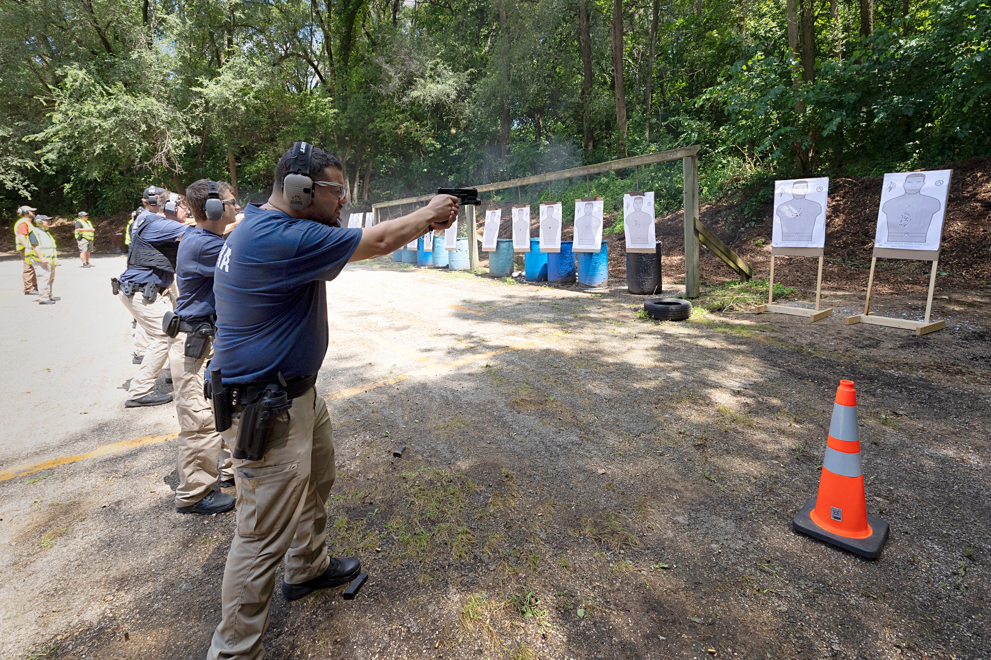 Recruits go through speed reloading training Wednesday, July 17, 2024, as part of the Sauk Valley Police Academy class.