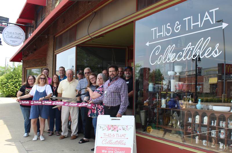 The DeKalb Chamber of Commerce welcoming This and That Collectibles with a ribbon-cutting