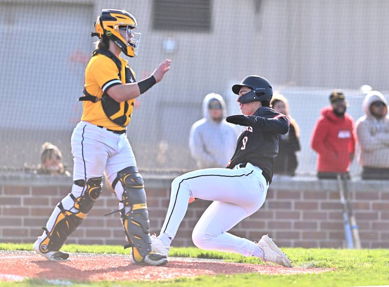 Lincoln-Way West's Anthony Massa scores a run during the non-conference game against Joliet West on Friday, April. 19, 2024, at Joliet.