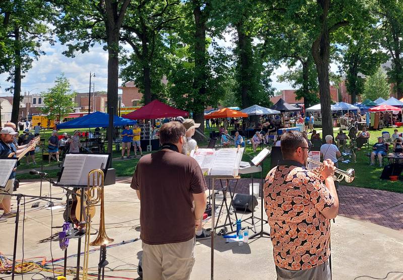 Riker Maneuver performs Saturday, May 18, 2024, during the Streator Food Truck Festival in City Park.