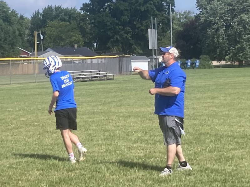 Princeton coach Ryan Pearson instructs during the Tigers mini-camp on Tuesday, June 18, 2024.