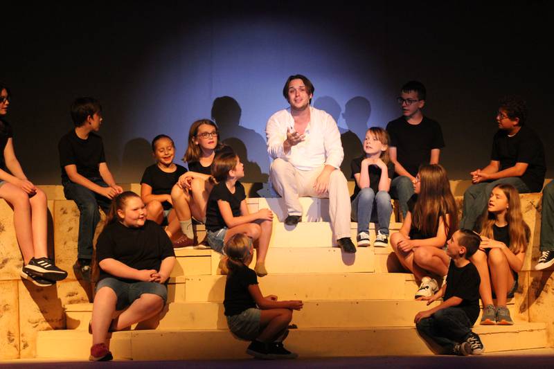 Joseph portrayed by Jake Jakielski of Marseilles sings "Any Dream Will Do" during rehearsal of "Joseph and the Amazing Technicolor Dreamcoat" for Engle Lane Theatre in Streator.