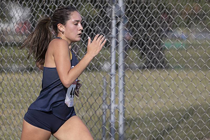 Sterling’s Jaz’Mya Castaneda heads for a fourth place finish Tuesday, Sept. 12, 2023 during the Twin Cities Cross Country Meet at Centennial Park in Rock Falls.