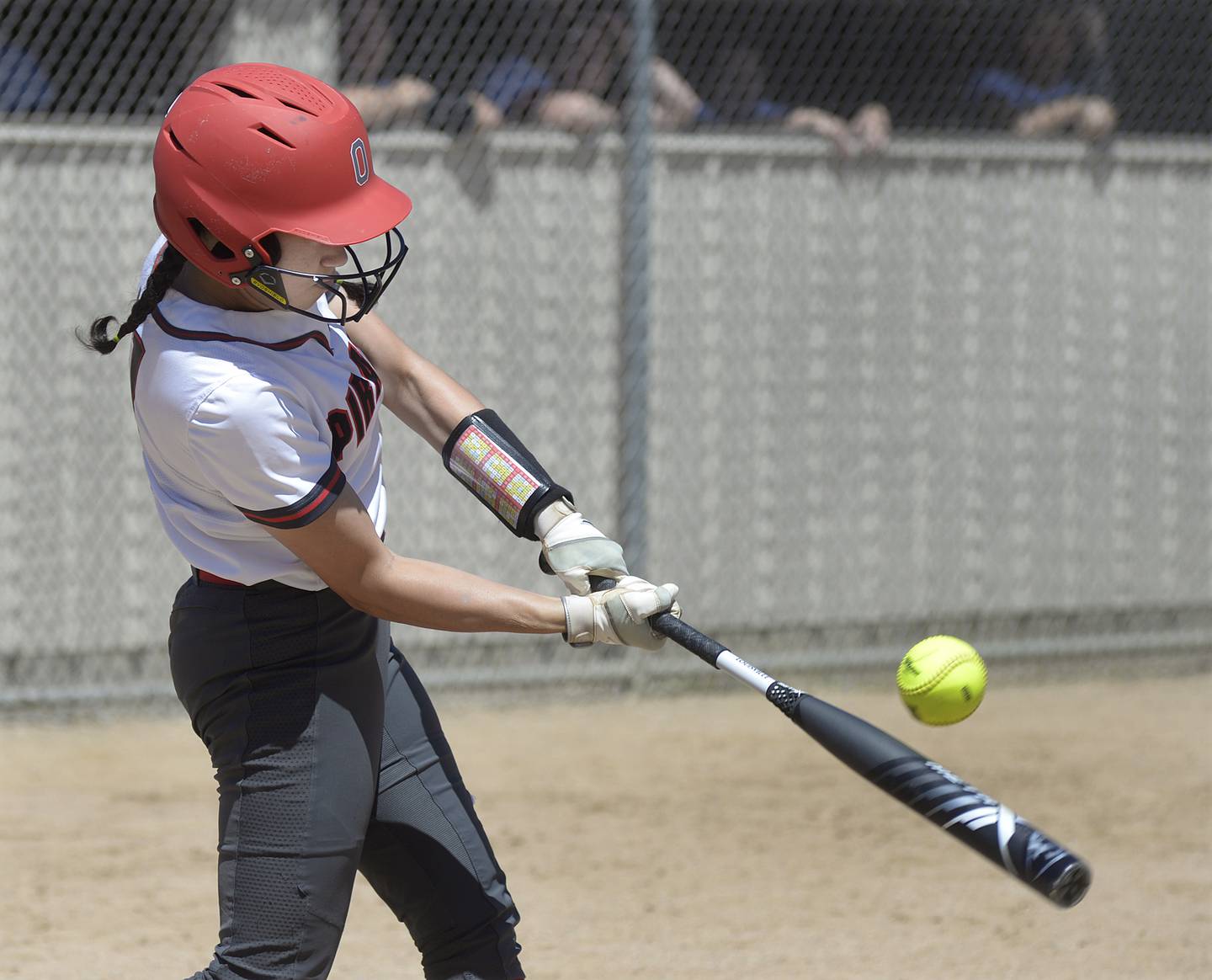Ottawa’s Mika Moreland connects for a single in the second inning Saturday, May 25, 2024, against Morris.