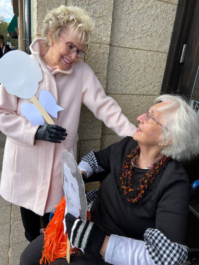 Betty Miller and Arlene Rudsinski Kopsell catch up on 70-year-old high school  memories at the 70th Crystal Lake Central High School reunion on Saturday, Oct. 8, 2022.