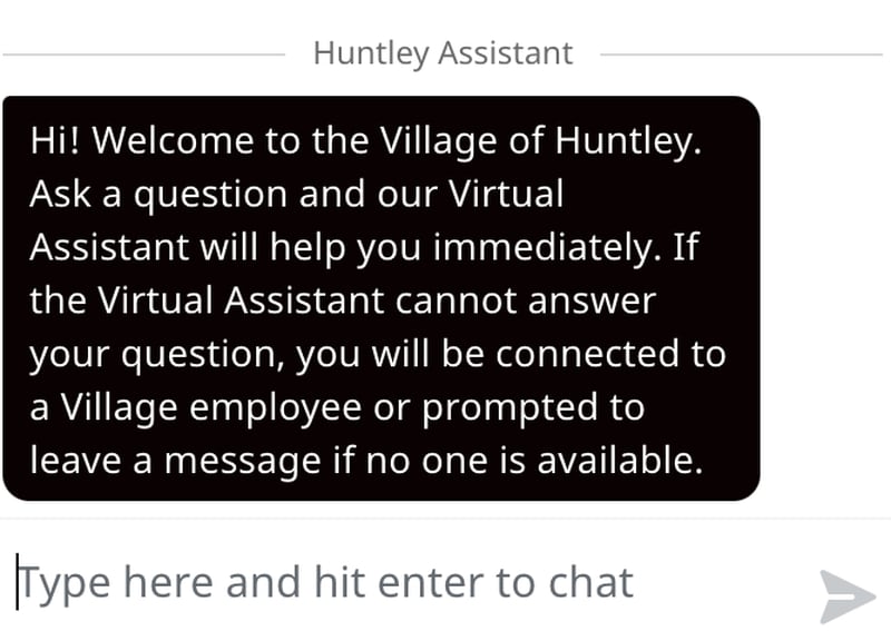 Huntley's virtual assistant feature pictured June 11, 2024.