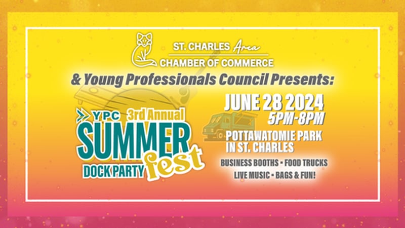 The third annual Summerfest dock party will return to downtown St. Charles from 5 to 8 p.m. on Friday, June 28, 2024, in Pottawatomie Park at 8 North Ave.