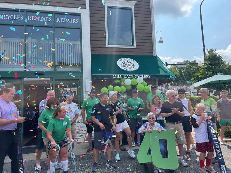 Mill Race Cyclery celebrated 40 years in business with a ribbon-cutting ceremony on July 15 at its 11 E. State Street location.