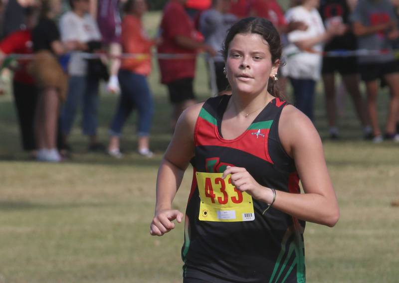 L-P's Gracie Politstch runs in the Gary Coates Cross Country Invitational on Saturday, Sept. 14, 2024 Zearing Park in Princeton.