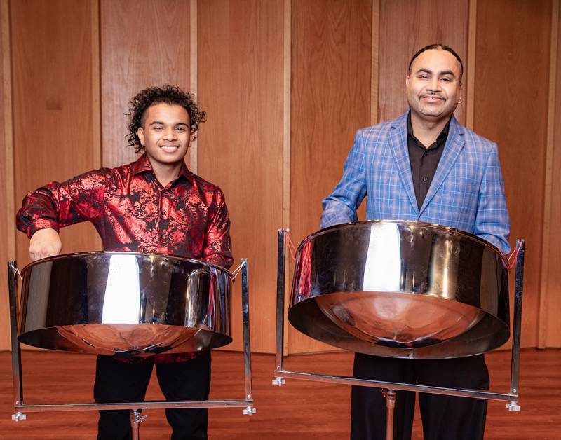 steelpan and piano duo, TNTeague, performs a concert of calypso, jazz, classical and ragtime music. Internationally acclaimed steel pan artist, Liam Teague, is joined in this concert by his son, pianist and steelpan artist Jaden Teague-Nunez.