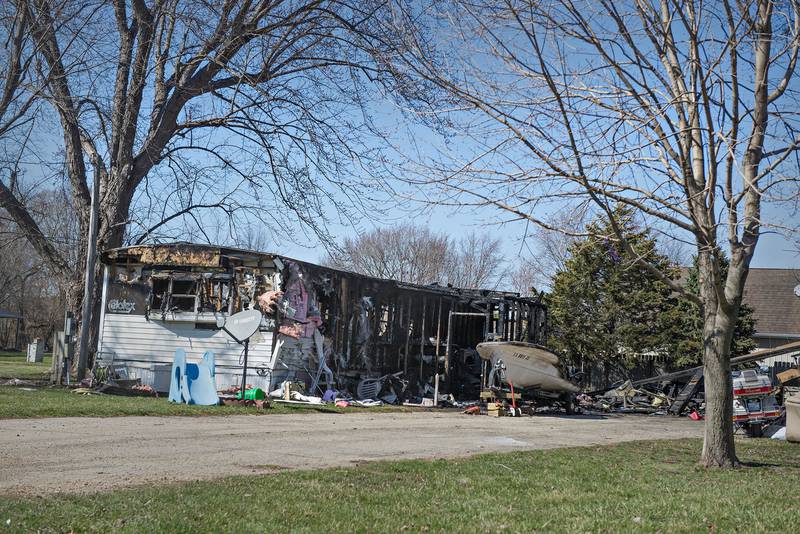 A fire on Fall Street in Nelson destroyed a mobile home Sunday night.