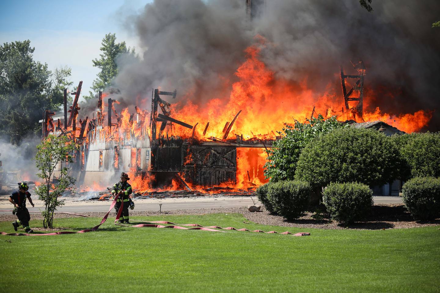 A barn in the 1600 block of South Rose Farm Road near Woodstock burned down Monday, July 1, 2024. No injuries were reported.