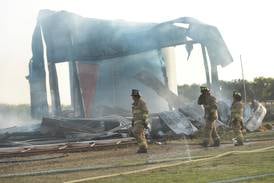 Large machine shed destroyed by fire in rural Polo