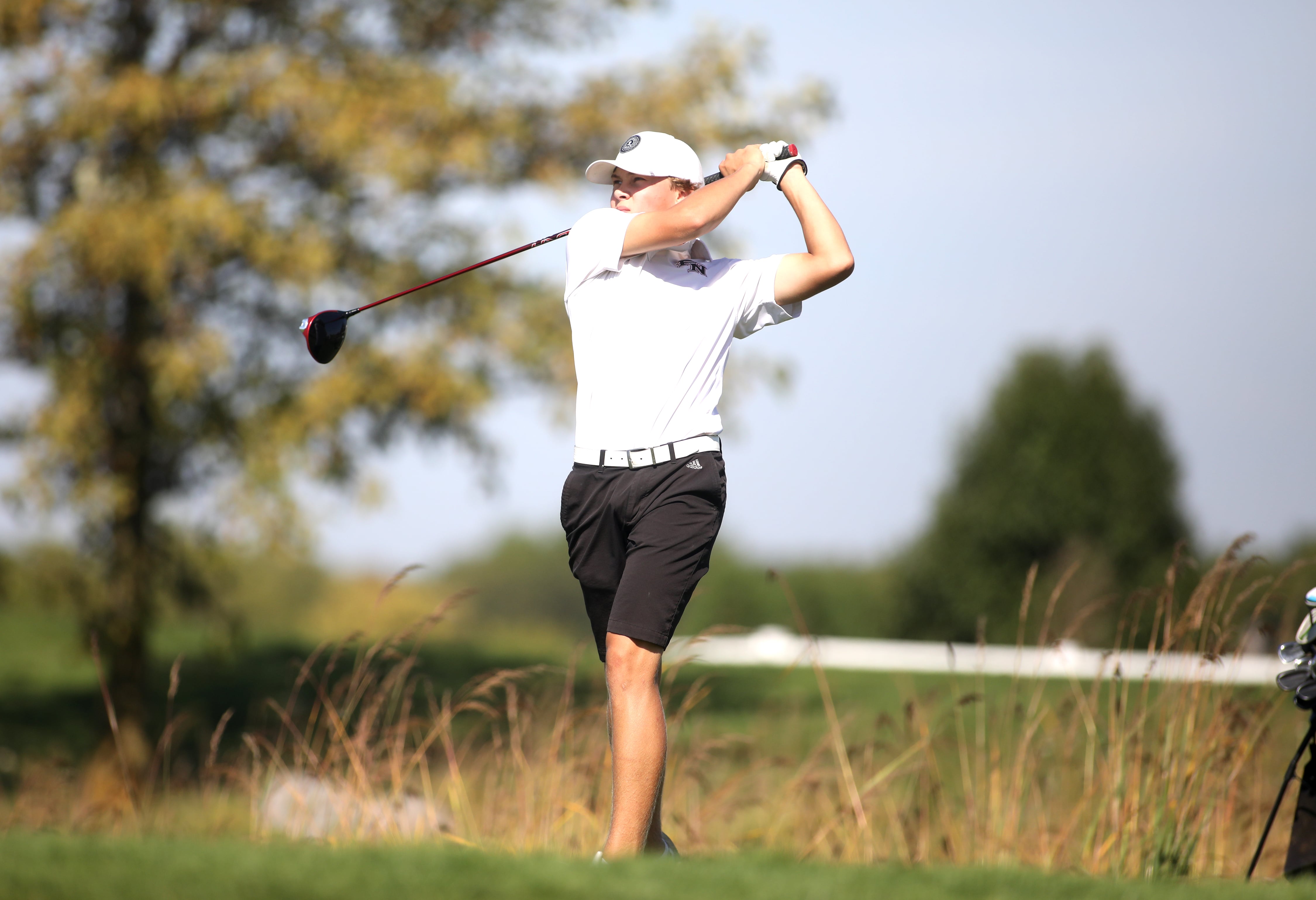 Plainfield North’s Casey Sanborn tees off during the 2023 Class 3A Plainfield North Sectional at Whitetail Ridge Golf Course in Yorkville.