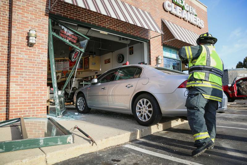 A car ran into the Jimmy John's at 361 S. Eastwood Drive, Woodstock, Feb. 26, 2024.