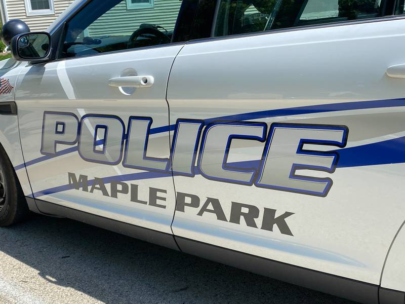 A Maple Park police car sits in the parking lot of the Maple Park Police Department, 308 Willow St., in Maple Park on Saturday, May 4, 2024.