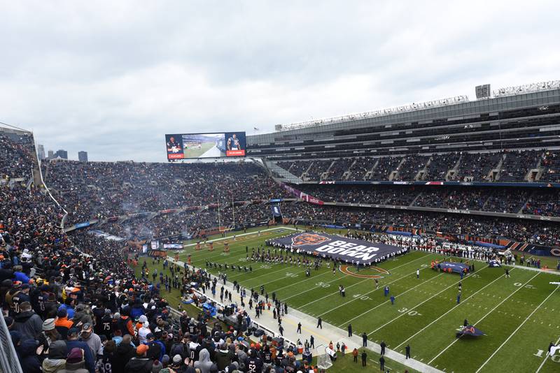 In this Oct. 28, 2018, file photo, fans wait before game between the Chicago Bears and New York Jets at Soldier Field in Chicago.