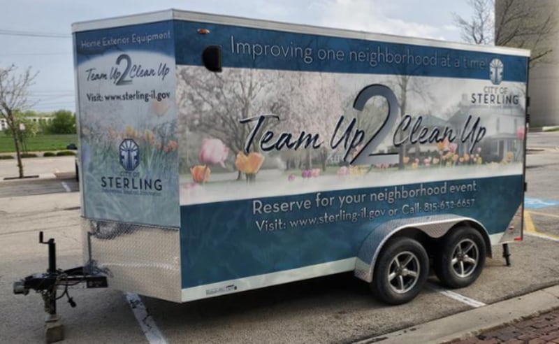 The city of Sterling's Team Up 2 Clean Up trailer, and its contents, are free for groups to use to spiff up parks and neighborhoods. Call 815-632-6657 and city workers will drop it at your doorstep, then pick it up and empty it when you are through.