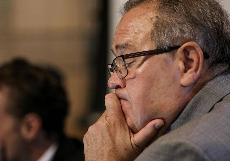 Joliet City Manager David Hales listens to public comment Tuesday, July 17, 2018, during a Joliet City Council meeting at City Hall in Joliet, Ill.