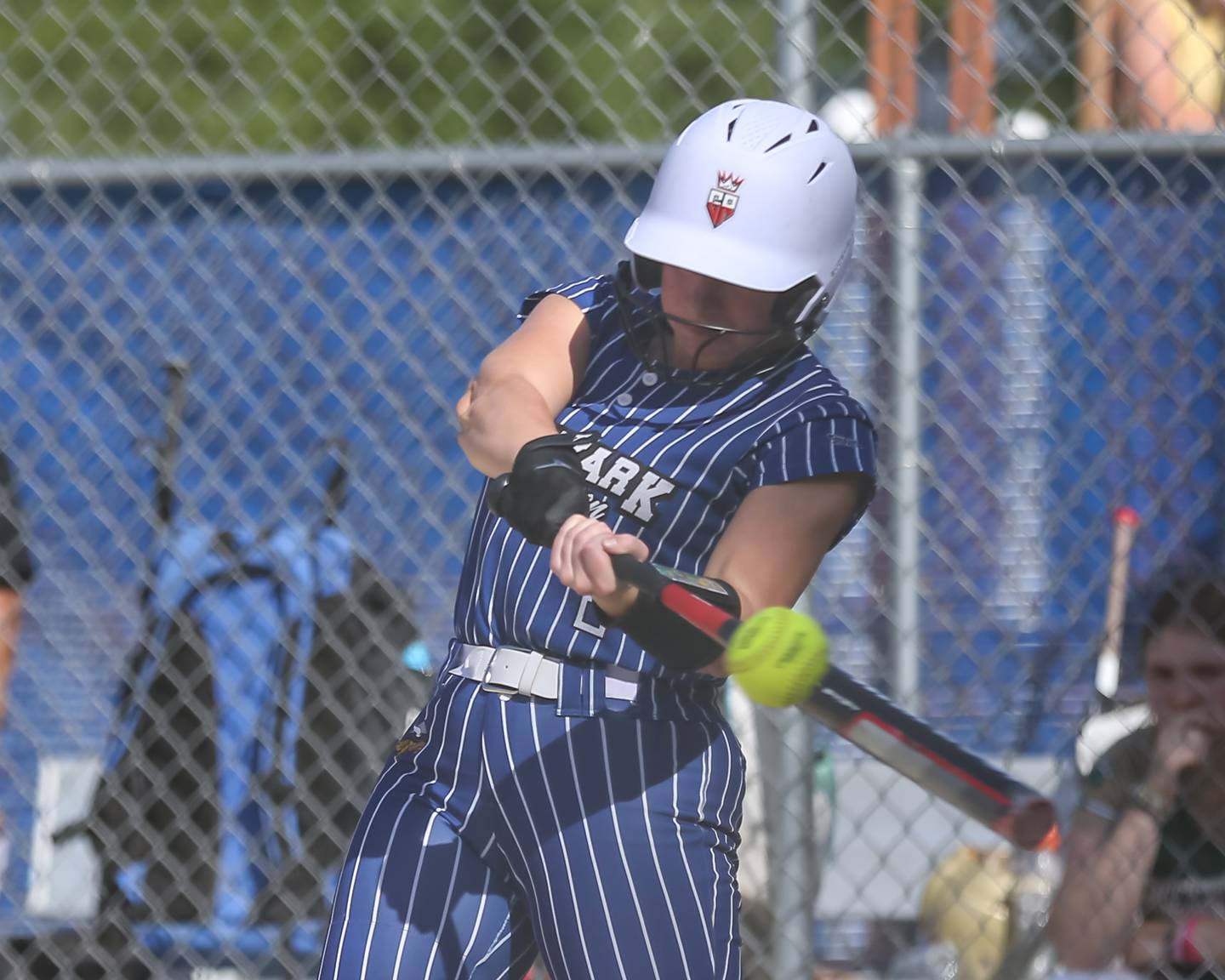 Newark's Ryan Williams (2) connects on a pitch during Class 1A Newark Regional final game between St. Edwards at Newark. May 17th, 2024.