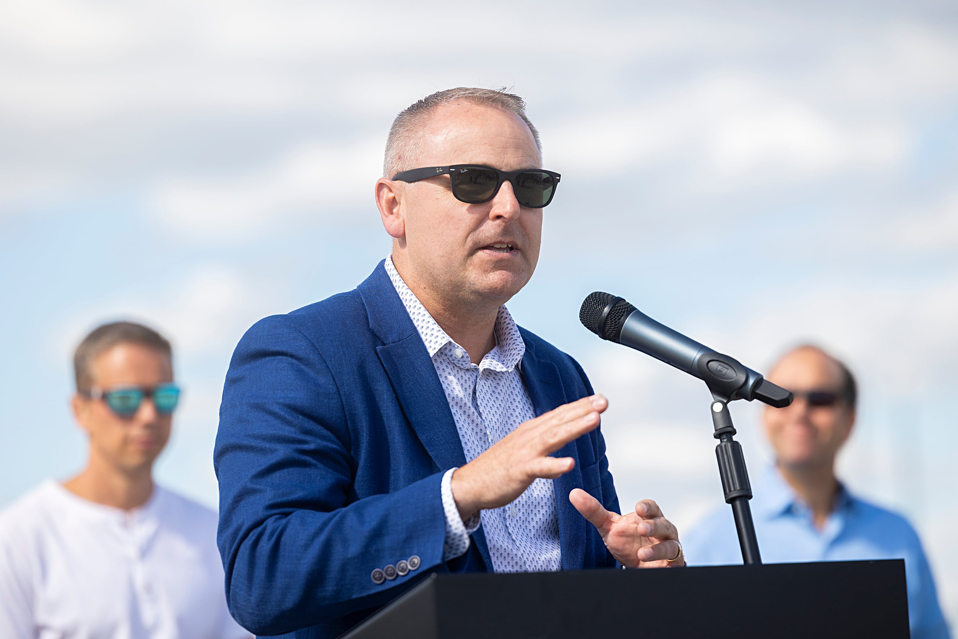 Dixon City Manager Danny Langloss speaks during a groundbreaking ceremony Wednesday, May 29, 2024, in Dixon's Gateway Project.