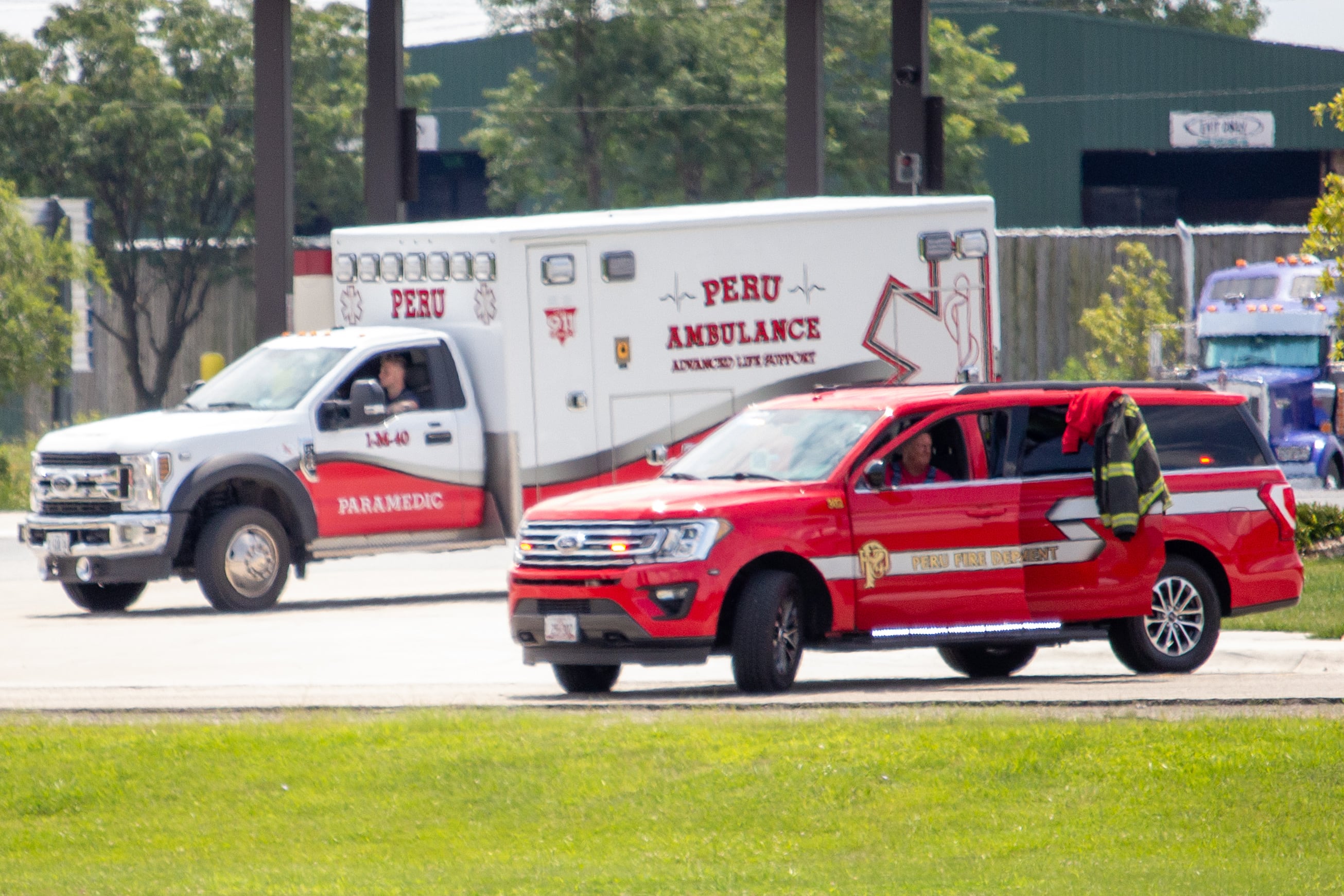 Peru, law-enforcement & first responders, respond to a accident in front of QuikTrip on Saturday, July 20, 2024 at 1320 May Road in Peru