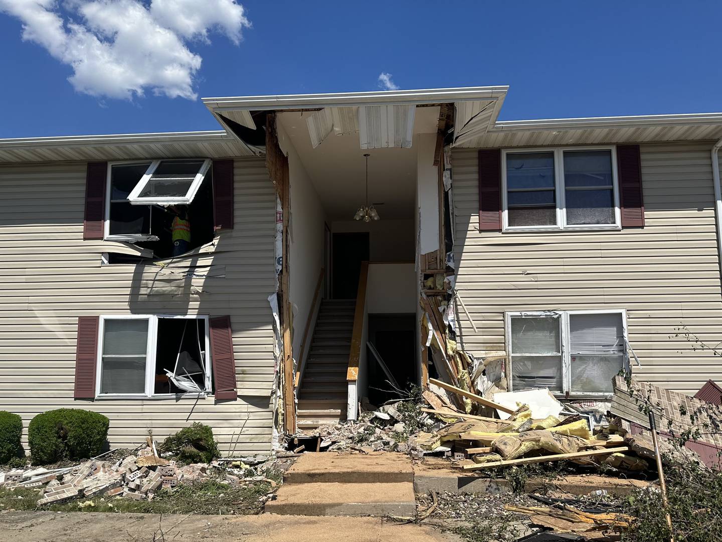 The hole the semi left in the building in the 1800 block of East Anne Lane on Wednesday morning.