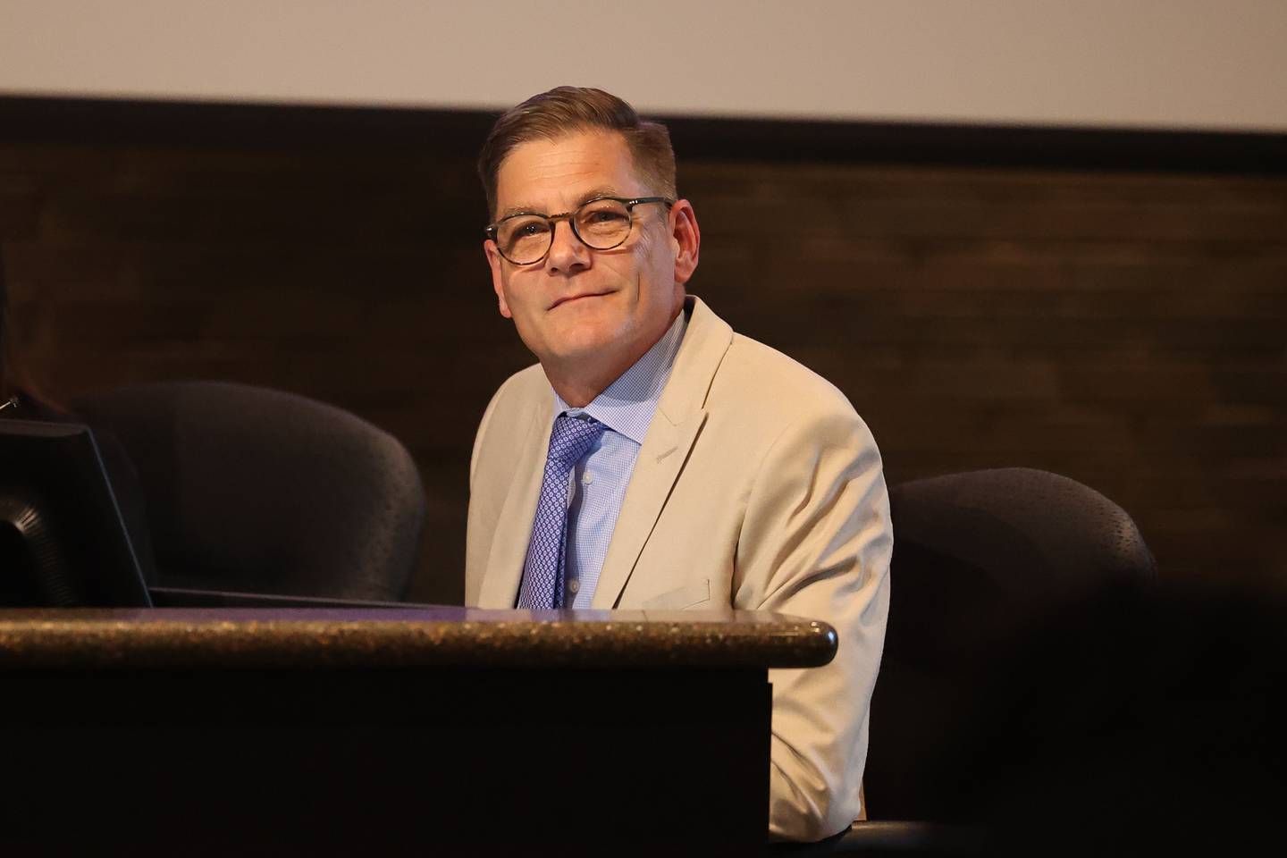 City Manager Rod Tonelli sits in on the Joliet City Council meeting on Tuesday, July 18th, 2023.