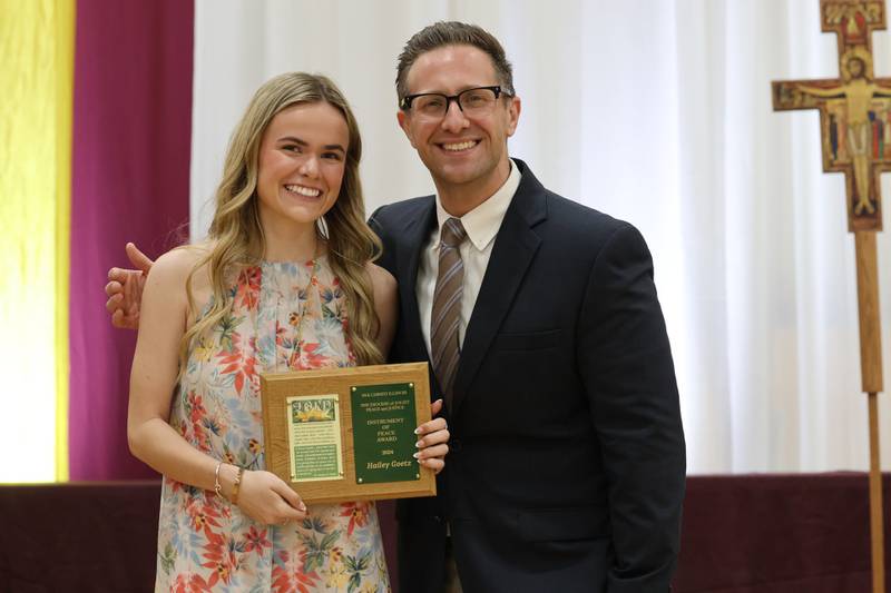 Montini Catholic High School celebrated Hailey Goetz, the Pax Christi Instrument of Peace Award winner from its Class of 2024, during its Founder’s Day ceremony on Friday, May 17, 2024