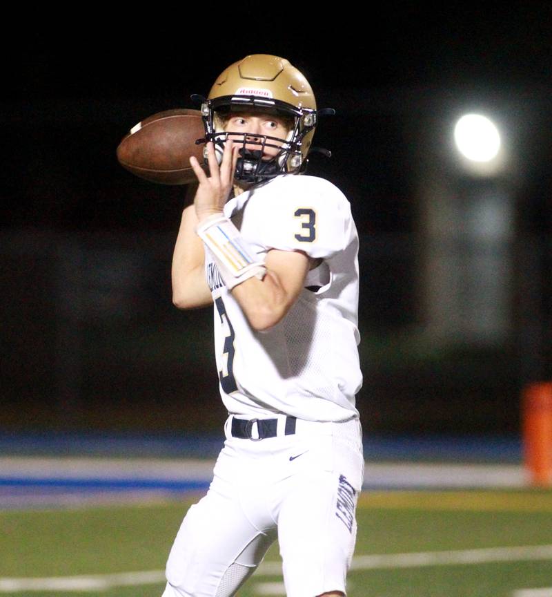 Lemont’s Mike Preuss throws the ball during a game Friday, Sept. 6, 2024 at Geneva.