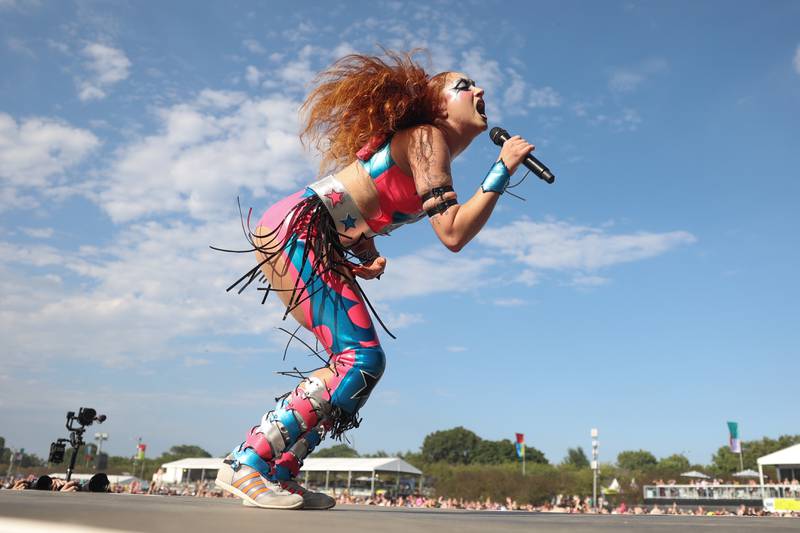 Chappell Roan performs at Lollapalooza on Aug. 1, 2024 in Chicago.