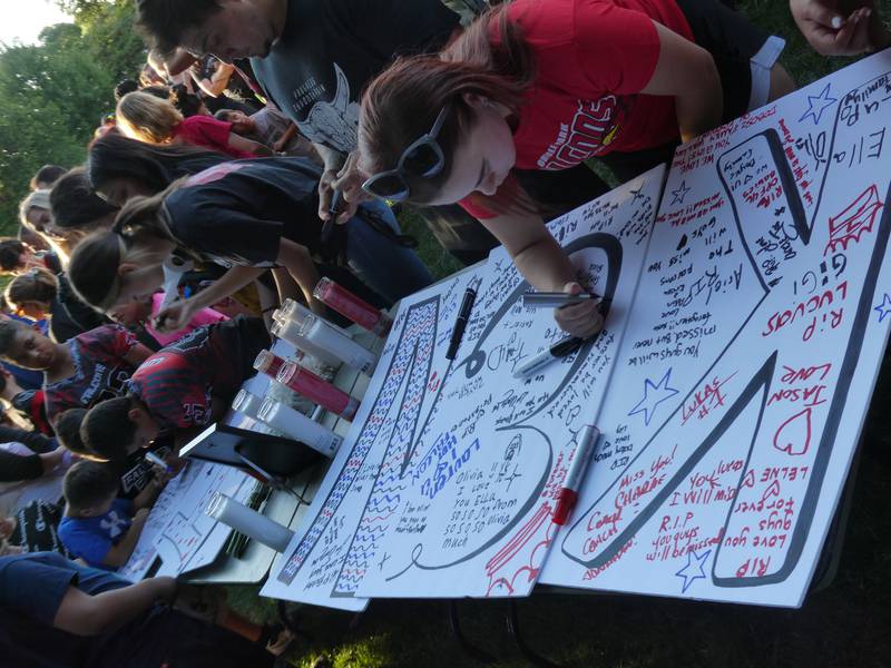 A prayer vigil and balloon release was held at Oriole Park in Chicago on Monday night, August 1, 2022 to mourn the loss of seven killed, including Lauren Dobosz and her four children, in a tragic car crash that occurred Sunday on I-90 near Hampshire.