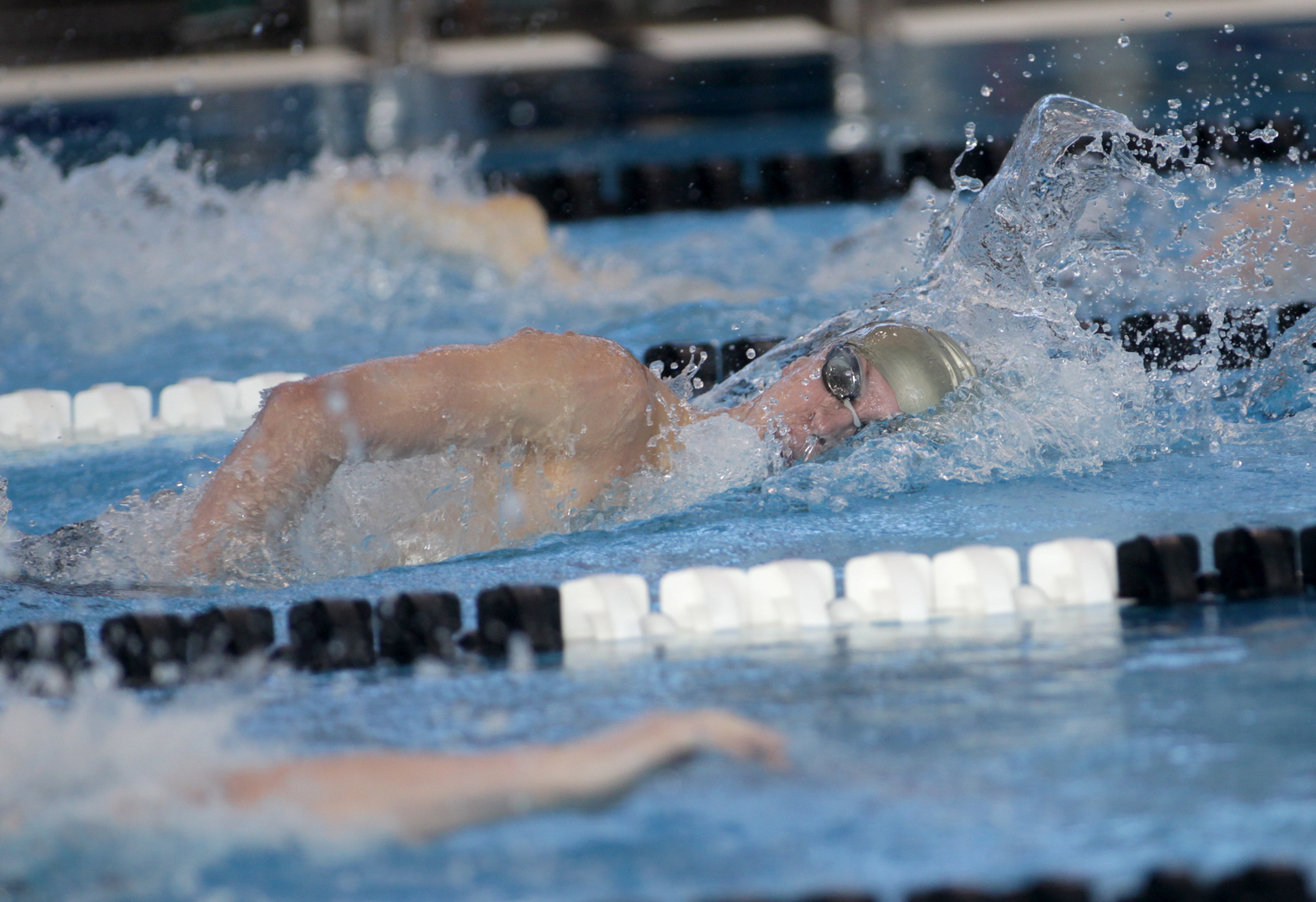 Barrington’s Lucas Bucaro competes in the championship heat of the 500-yard freestyle during the IHSA Boys State Championships at FMC Natatorium in Westmont on Saturday, Feb. 25, 2023.