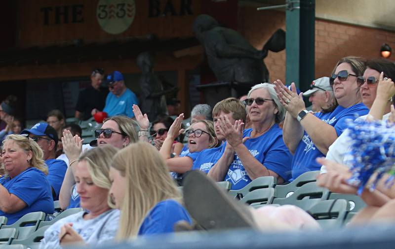 Newman fans cheer on the Comets during the Class 2A semifinal game on Friday, May 31, 2024 at Dozer Park in Peoria.