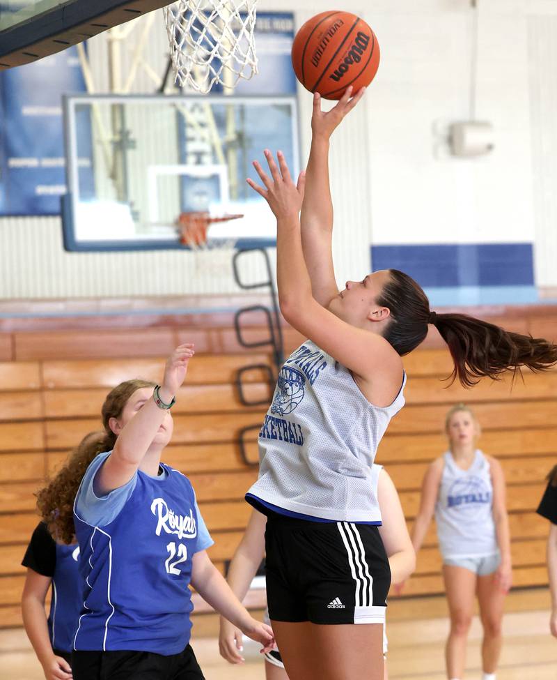 Hinckley-Big Rock's Raven Wagner gets up a shot during practice Monday, June 10, 2024, at the school in Hinckley.